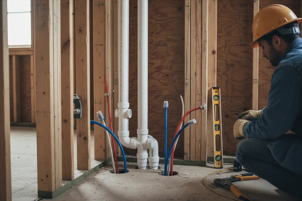 Drain and supply rough-in during Drain Cleaning in Arenzville